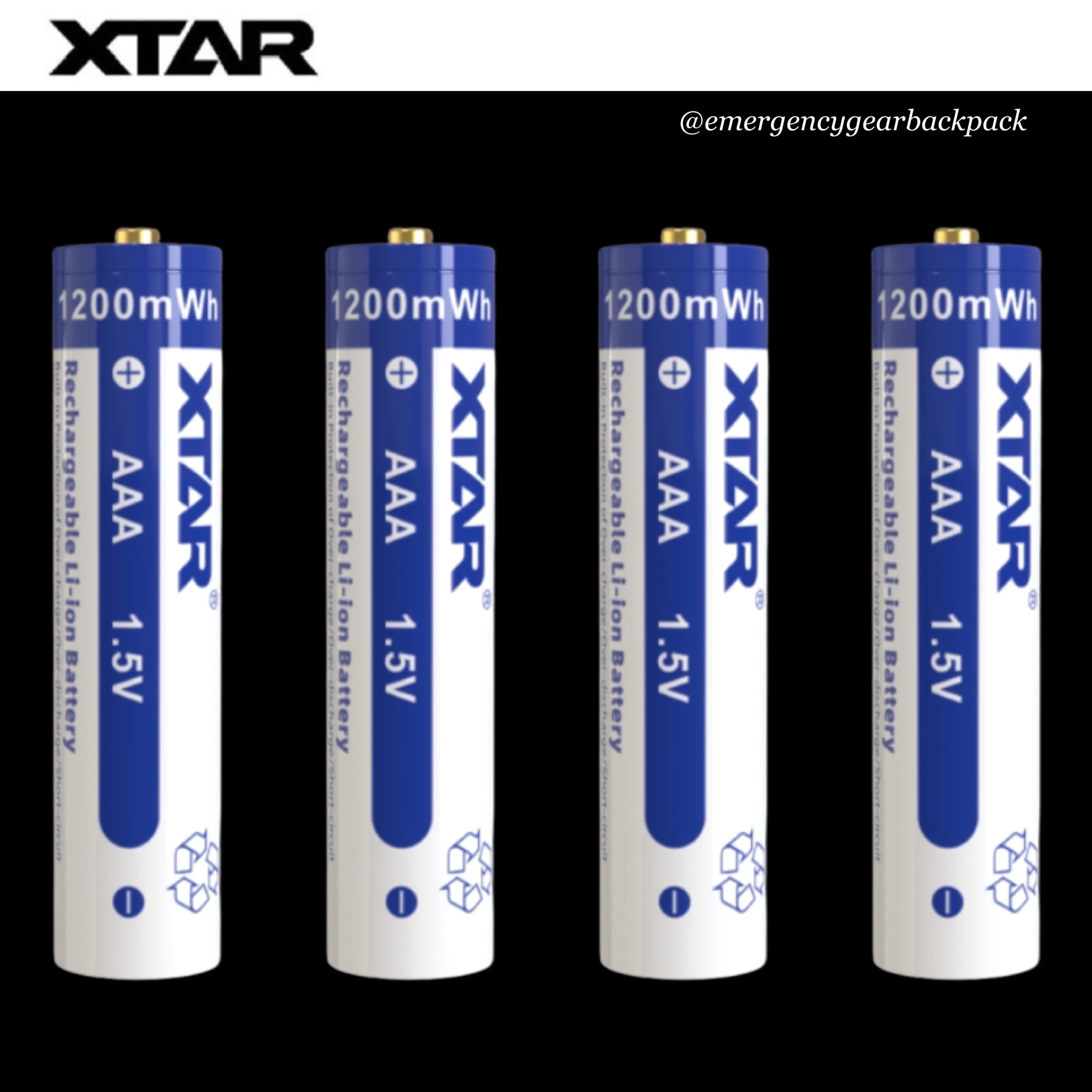 XTAR 1.5V Li-ion Battery AAA 1200mWh/750mAh (Pack 4)