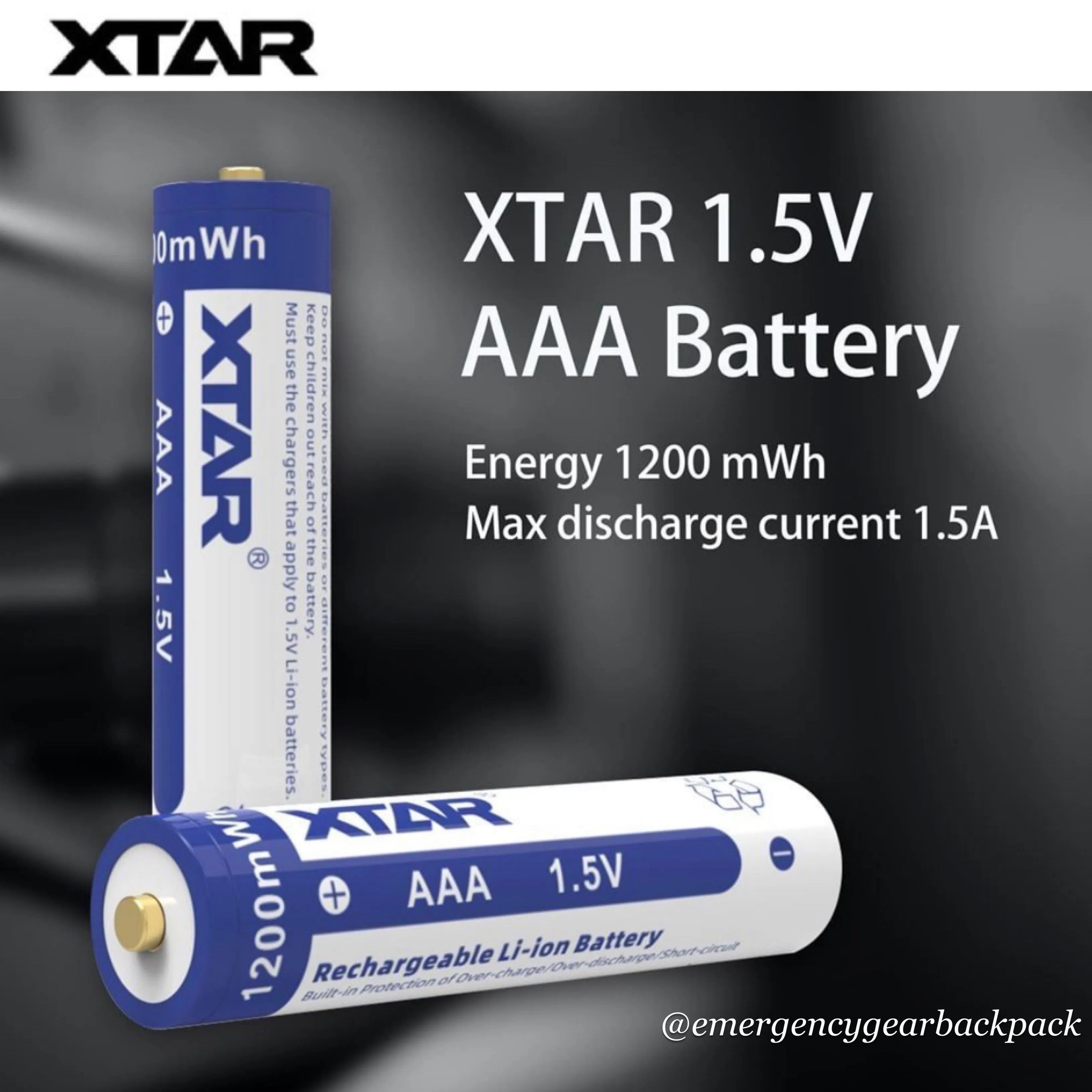 XTAR 1.5V Li-ion Battery AAA 1200mWh/750mAh (Pack 4)