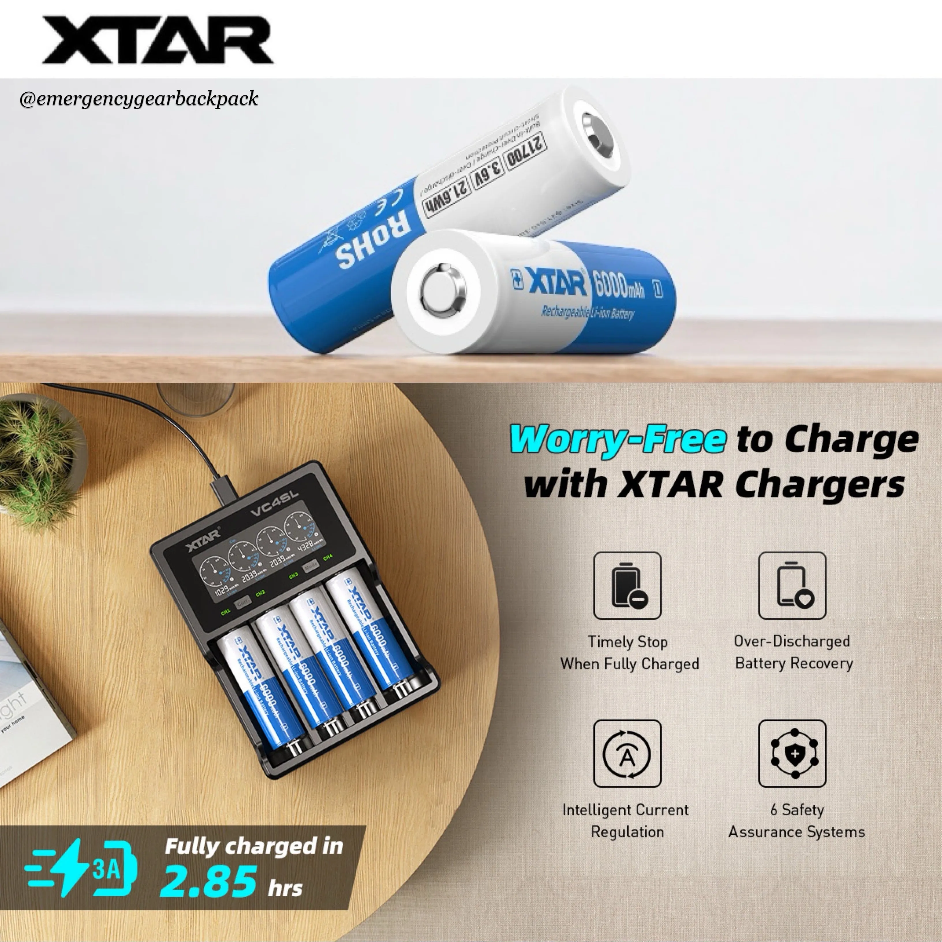 XTAR 21700 6000mAh 3.6V 10A Li-ion Rechargeable Battery
