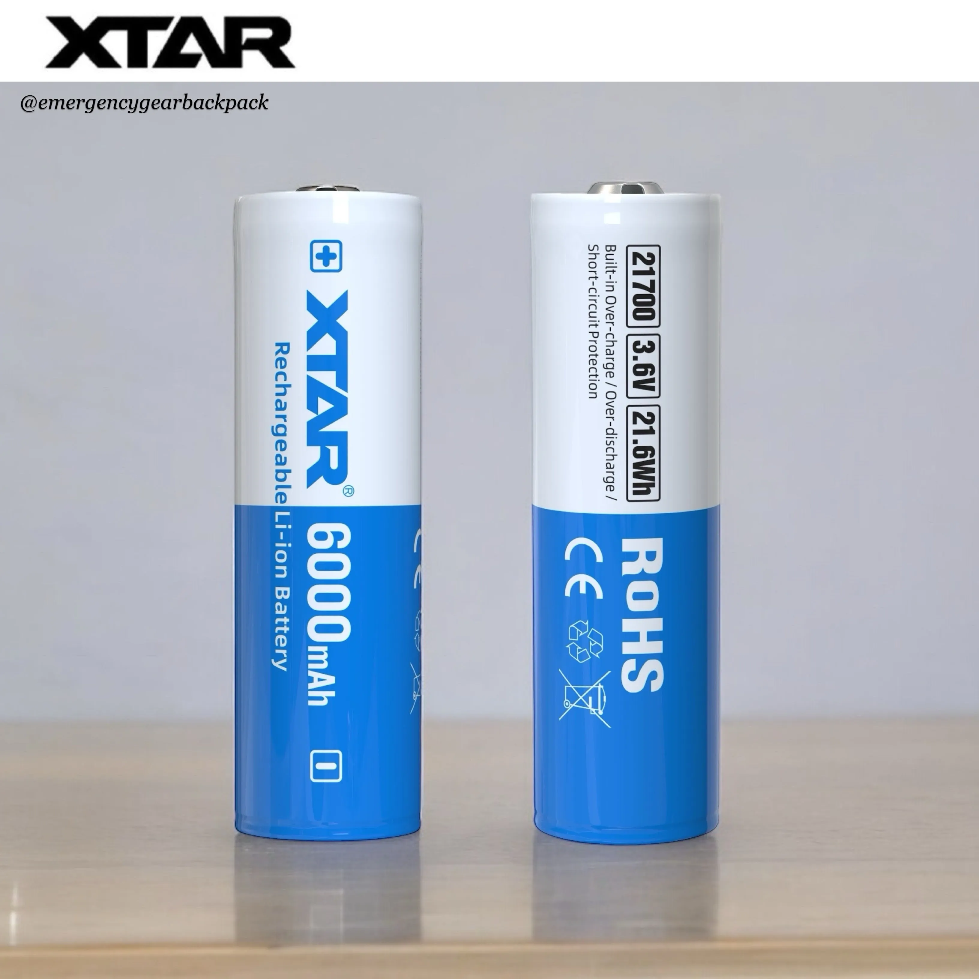 XTAR 21700 6000mAh 3.6V 10A Li-ion Rechargeable Battery