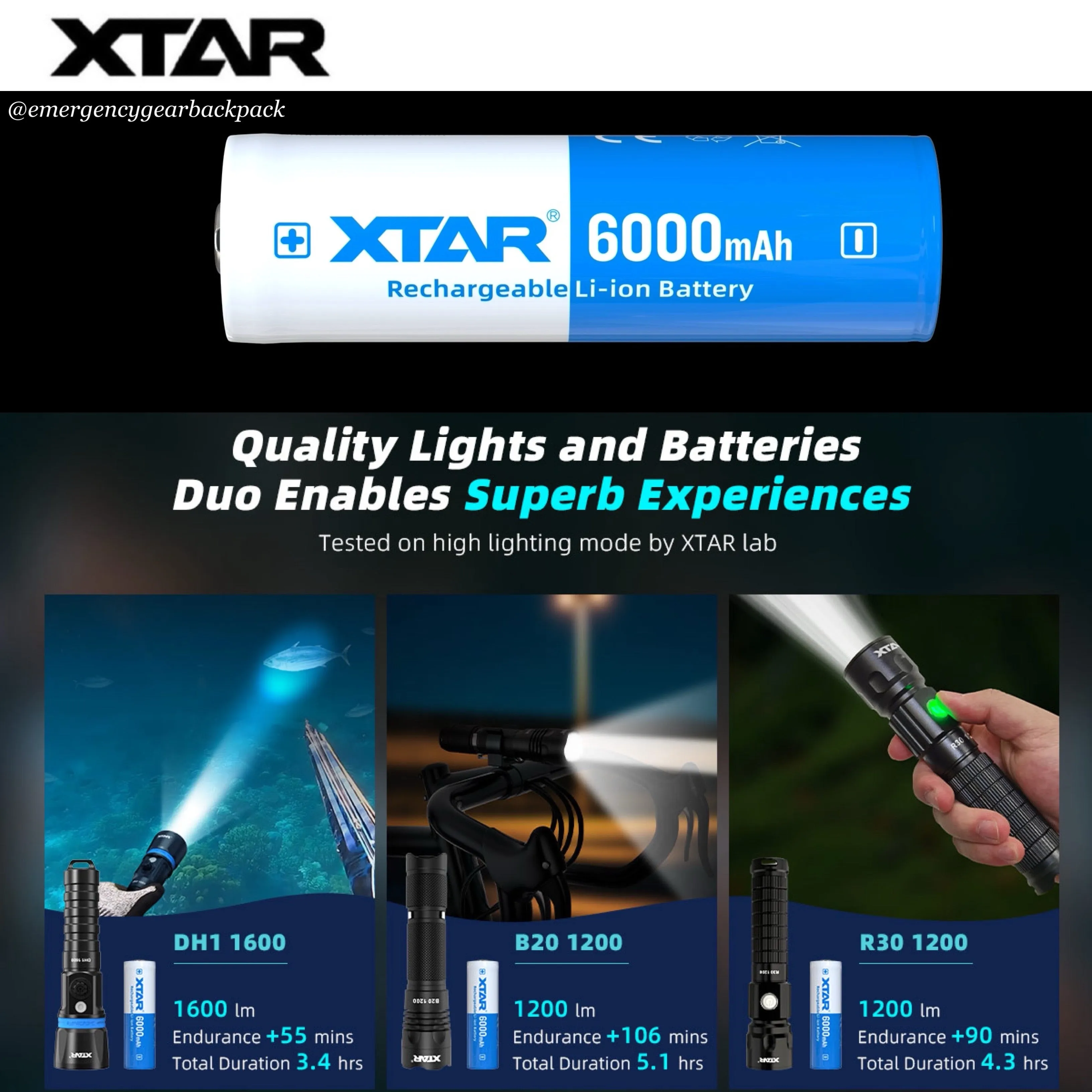 XTAR 21700 6000mAh 3.6V 10A Li-ion Rechargeable Battery