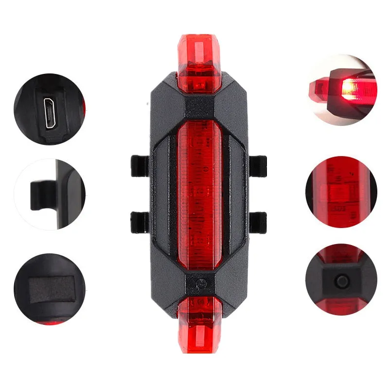 Zacro Bike Bicycle light LED Taillight Rear Tail Safety Warning Cycling Portable Light, USB Style Rechargeable or Battery Style