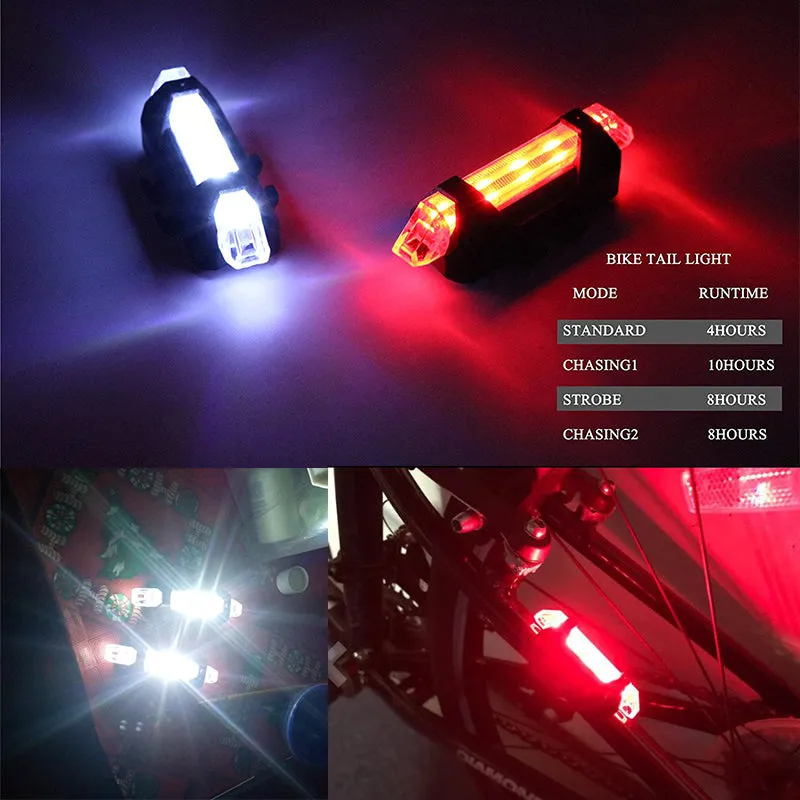 Zacro Bike Bicycle light LED Taillight Rear Tail Safety Warning Cycling Portable Light, USB Style Rechargeable or Battery Style
