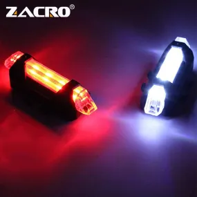 Zacro Bike Bicycle light LED Taillight Rear Tail Safety Warning Cycling Portable Light, USB Style Rechargeable or Battery Style